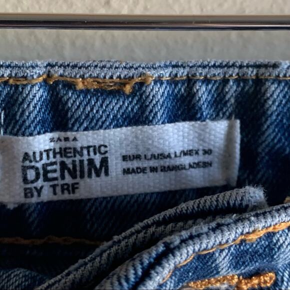 Zara Button Down Cut Off Denim Skirt Size Large - Picture 4 of 6